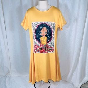 Pink Sparkle “Girl Boss” Girls T-Shirt Midi Dress